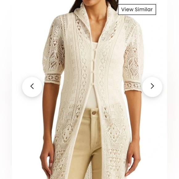 Lauren Ralph Lauren Women’s XL 100% Linen Open-Knit Long Cardigan Duster – EUC - Picture 2 of 9
